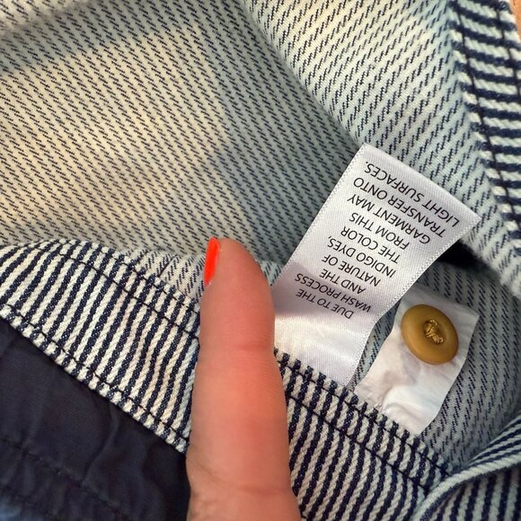 Duluth Trading Co Railroad Stripe Leg Cargo Womens Bib Overalls sz M - Picture 4 of 7